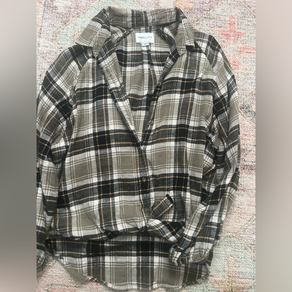 American Eagle Outfitters Green Flannel Shirt